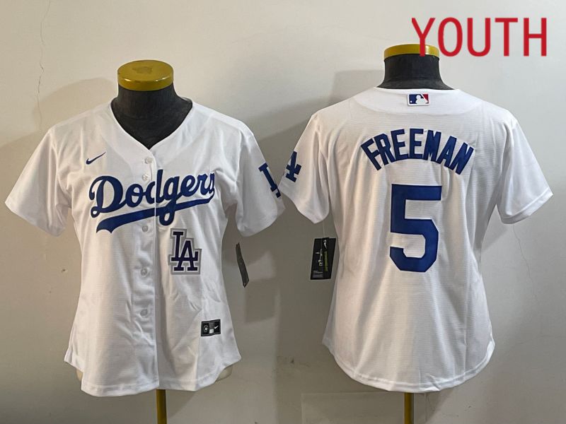 Youth Los Angeles Dodgers #5 Freeman White Game 2024 Nike MLB Jersey style 11201